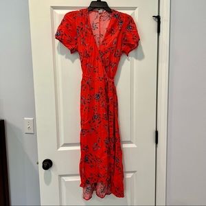 Gap Neon Floral Wrap Dress